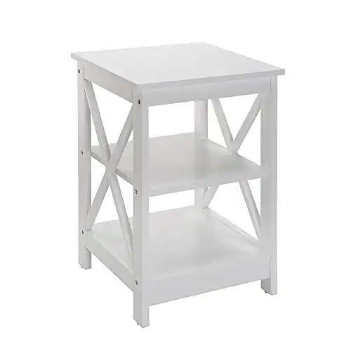Convenience Concepts Oxford End Table with Shelves, White