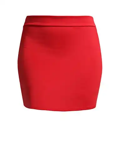 NE PEOPLE Women's Mini Skirt – Stretch Knit Bodycon Slim Fit Pencil Solid Skirts Made in USA NEWSK09 Red S