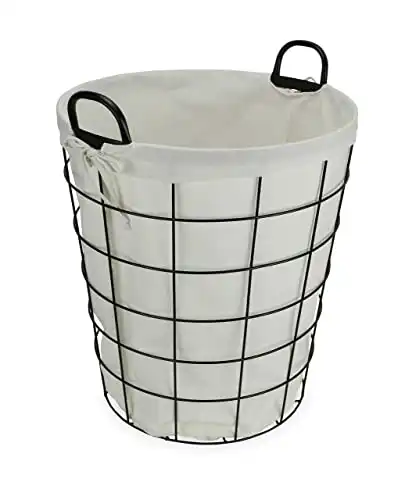Cheung's 16S005 Lined Metal Wire Basket with Handles, Black