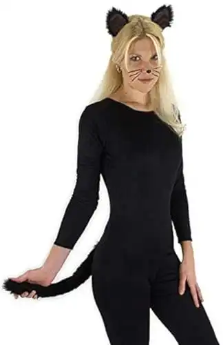 Black Cat Ears Headband and Tail Costume Accessory Kit