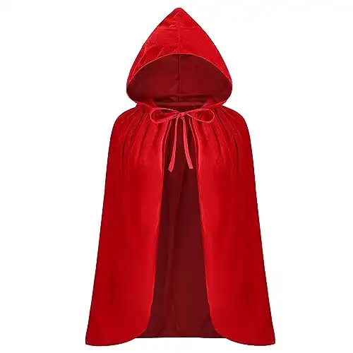 GRAJTCIN Red Cape Little Red Riding Hood Costume for Women Pure Red S