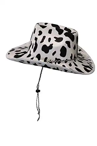 PrideAhead Cowboy Hat Fun Cow Print Hat – Unisex Black and White Cowboy Hat (1)