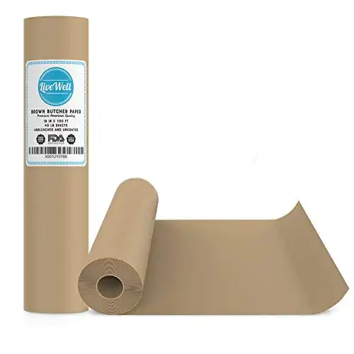 USA Brown Butcher Paper Kraft Roll - 18" x 1200" (100ft) - Food Grade – Great Smoking Wrapping Paper for Meat of All Varieties– Made in USA– Unwaxed and Uncoated (Brown - 18"x100&...