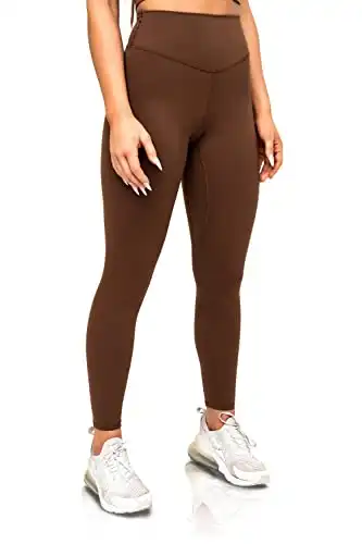 Kamo Fitness High Waisted Yoga Pants 25" Inseam Ellyn Leggings Butt Lifting Tie Dye Soft Workout Tights (Downtown Brown, S)