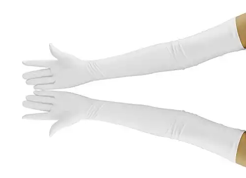 Ensnovo Adult Over Elbow 20.1" Stretch Long Spandex Opera Gloves White,Large