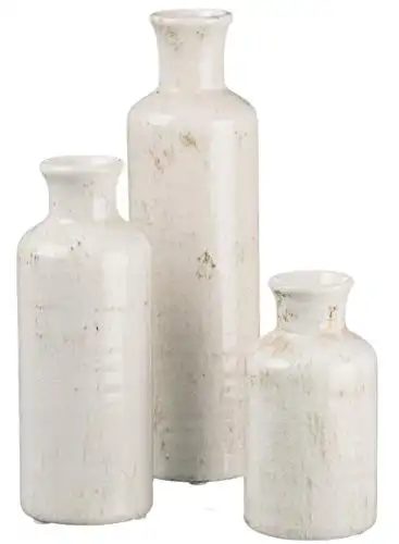 Sullivans White Ceramic Vase Set, Farmhouse Decor, Home Decorative Vase, Vases For Your Kitchen, Bedroom, Office, Living Room, Bathroom, & Shelf Centerpiece Table Decorations (CM2333)