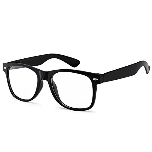 Online-Welcome OWL - Non Prescription Glasses - Clear Lens Black Frame - UV Protection (1 Pair)
