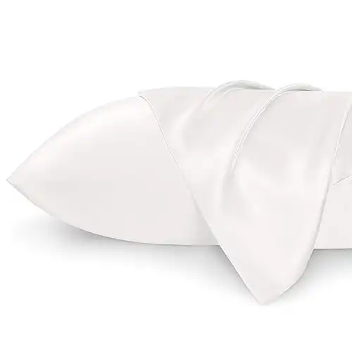 Bedsure Satin Pillowcase for Hair and Skin Queen - Ivory Silky Pillowcase 2 Pack 20x30 Inches - with Envelope Closure, Similar to Silk Pillow Cases, Gifts for Women Men