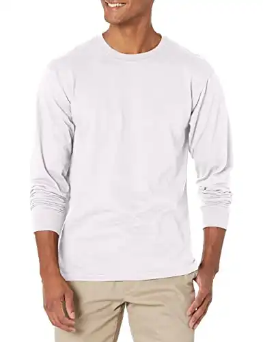 Soffe Men's Long-Sleeve Cotton T-Shirt, White, XX-Large