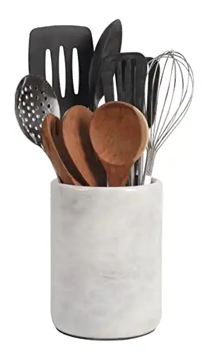 Radicaln Marble Utensil Holder Spoon Caddy Countertop White Handmade kitchen Utensils set organizer - 5.5"x6.5" Inch flatware chopstick Canister Utensil Holders – Home Accessories (WZ-03)