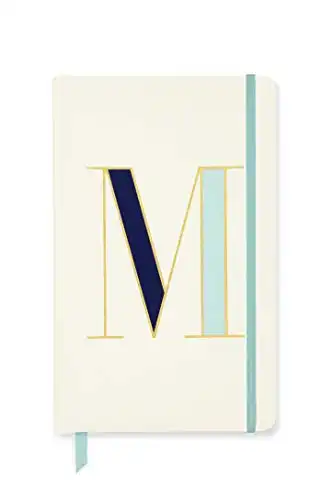 Kate Spade New York Take Note Large Leatherette Initial Notebook, Bound Journal Includes 168 Lined Pages, M (Blue)