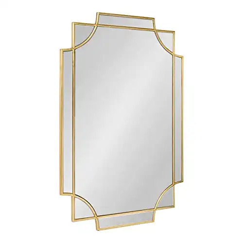 Kate and Laurel Minuette Decorative Rectangle Frame Wall Mirror in Gold Leaf, 24x35.5 Inches