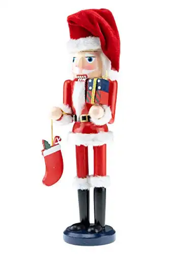 Clever Creations Classic Santa 12 Inch Traditional Wooden Nutcracker, Festive Christmas Décor for Shelves and Tables