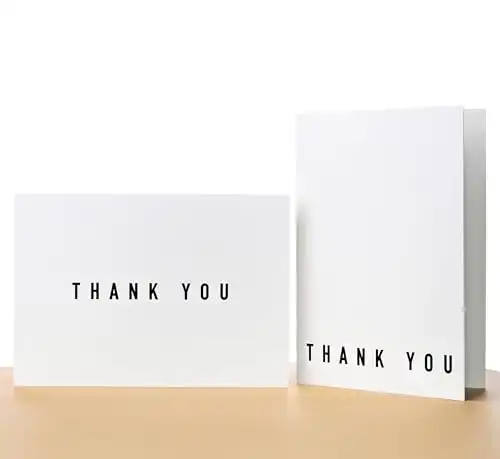 100 pack Thank You Cards With Self-Seal Envelopes Heavy Cardstock- 5 x 3.5 inches - 2 Designs - Minimalistic, Rustic, Modern, Masculine Blank Note Cards For Business, Wedding, Crafts, Men, Kids - Bulk