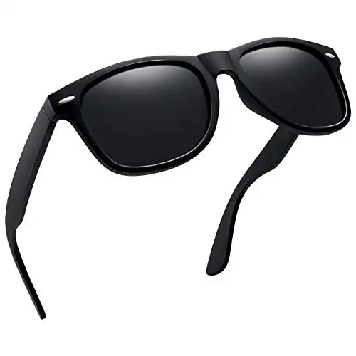 Joopin Polarized Sunglasses UV400 Trendy Square Shades for Men Women Retro Designer Sun Glasses Vintage Shady Rays Sunnies (Black Simple packaging)