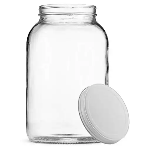 Paksh Novelty 1-Gallon Glass Jar Wide Mouth with Airtight Metal Lid - USDA Approved BPA-Free Dishwasher Safe Large Mason Jar for Fermenting, Kombucha, Kefir, Storing and Canning Uses, Clear (1 Jar)