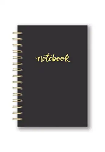 Studio Oh! Hardcover Leatheresque Spiral Notebook Available in 6 Colors, Pitch Black