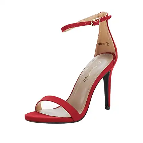 DREAM PAIRS Women's Karrie Red Suede High Stiletto Pump Heeled Sandals Size 6.5 B(M) US
