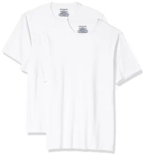 Amazon Essentials Men's Slim-Fit Short-Sleeve Crewneck T-Shirt, Pack of 2, White, Large