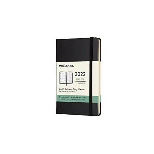 Moleskine Classic 12 Month 2022 Weekly Horizontal Planner, Hard Cover, Pocket (3.5" x 5.5"), Black