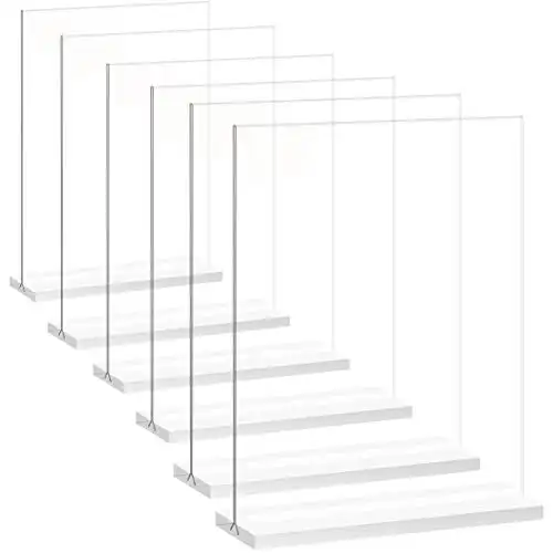newnewshow Acrylic Sign Holder 8.5x11 Inch 6 Pack Vertical T Shape Double-Sided Desktop Display Holder. (Optional 8.5x11 8.5x5.5 5x7 Horizontal and Vertical)