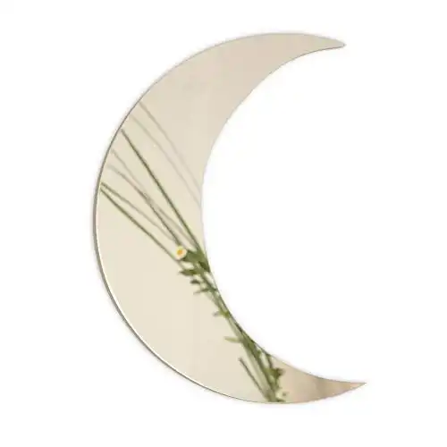 Crescent Moon Mirror - Wall Decor with Chic Boho Aesthetic for Urban Living Room Apartment Bedroom or Home - Durable Lightweight and Safe Acrylic - Moon Decor - 13.25inch x 9.5inch
