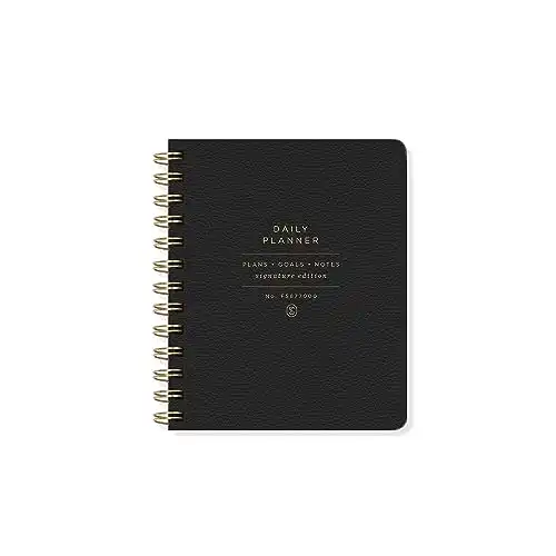 Fringe Studio Non-Dated Daily Planner, 160 pages, Twin-Ring Spiral Binding, Standard Black (877003)