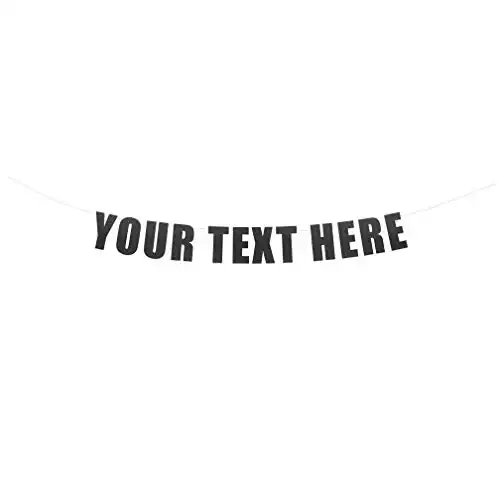 Your Text Here banner - Funny Rude Customize Your Party Banner Signs | Custom Text/Phrase Banner | Make Your Own Banner Sign | StringItBanners (Black Diamond Glitter)
