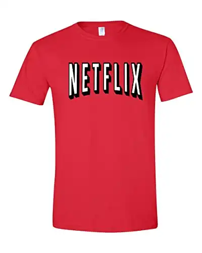 Netflix and Chill Red Colorful Couple T-Shirt Halloween Costume Funny Design Men/Women Unisex White Black Soft Cotton Tees, XL