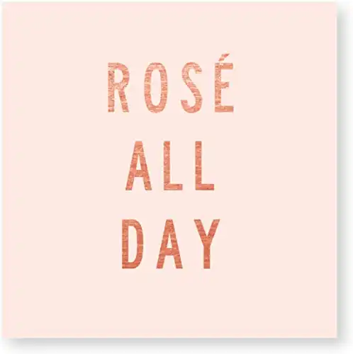 X&O Paper Goods Pink ''Rosé All Day'' Beverage and Cocktail Napkins, 20pc, 5'' W x 5'' L