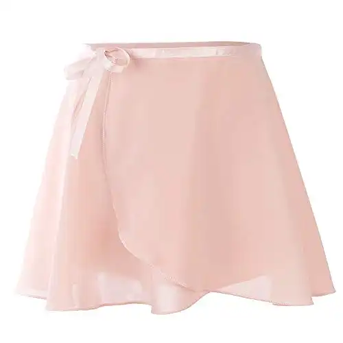 Soudittur Ballet Wrap Skirts Chiffon Dance Skirt for Toddler/Girls/Women (Pink, Large)