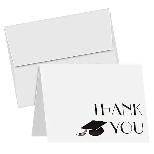 2024 Thank You Graduation Greeting Cards and Envelopes – Simple and Elegant Appreciation and Celebration Cards for High School College University Graduates – 4.25 x 5.5" (A2 Size) – 10 per ...