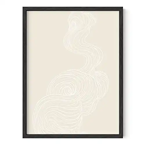 HAUS AND HUES Abstract Wall Art Line Art Wall Decor Minimalist Wall Art Modern Wall Decor Modern Wall Art Minimalist Art Scandinavian Decor Abstract Smoke with Tan Background UNFRAMED 12x16