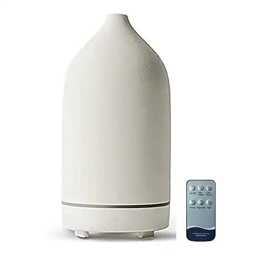 Monademo Stone Diffuser, Ceramic Essential Oil Diffuser, Humidifier 160ml Ultrasonic Oil Diffuser for Aramatherapy (White)