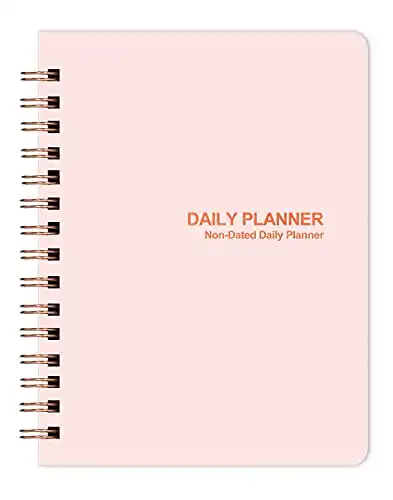 Daily Planner Hourly Schedules Undated Planner with ToDo List Notebook, Meals, Notes, Appointment Planner Book. Undated Office Supplies Notepad, Twin-Wire Binds 128 Pages 8.5“ x6.4”