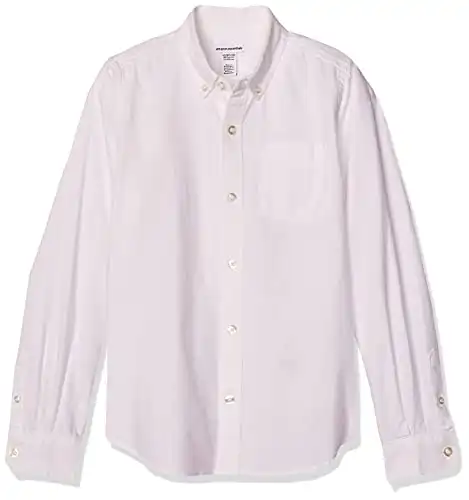 Amazon Essentials Boys' Uniform Classic Fit Long-Sleeve Woven Oxford Shirt, White, X-Small