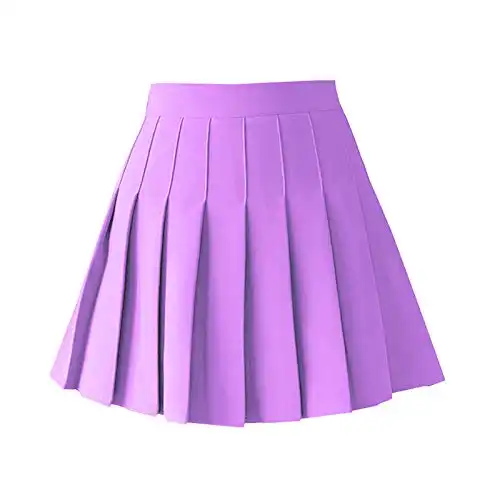 TONCHENGSD Women's High Waist Pleated Mini Skirt Skater Tennis Skirt (Purple, XS)
