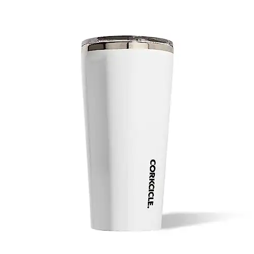 Corkcicle Tumbler Insulated Stainless Steel Bottle/Thermos, 16 oz, White