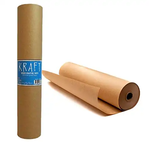 Kraft Brown Wrapping Paper Roll 18" x 1,200" (100 ft) – 100% Recyclable Craft Construction and Packing Paper for Use in Moving, Bulletin Board Backing and Paper Tablecloths