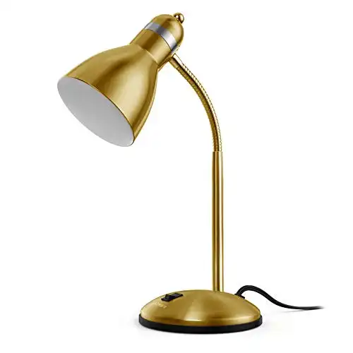 LEPOWER Metal Desk Lamp, Adjustable Goose Neck Table Lamp, Eye-Caring Study Desk Lamps for Bedroom, Study Room and Office (Gold)