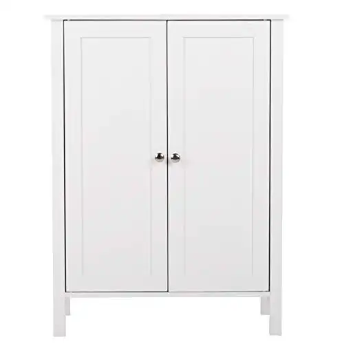 YADSHENG Bathroom Cabinet Bathroom Cabinet Double Door 3 Layers with Chrome Handle Waterproof and Easy to Install Storage Cabinets (Color : White, Size : 31.5x23.6x11.8 inches)