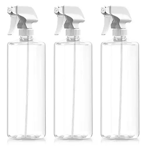 Bar5F Plastic Spray Bottles with Mixor Trigger, 32 oz | Professional, Leak Proof, Empty, Adjustable Fine to Powerful Sprayer, Refillable | Water Plants, Cleaning Solutions | Crystal Clear | Pack of 3