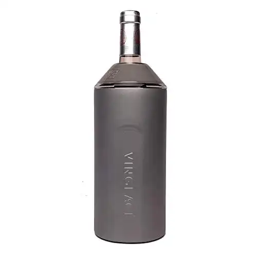 Vinglacé Wine Bottle Chiller- Portable Champagne Insulator- Stainless Steel Wine Cooler Sleeve, Graphite