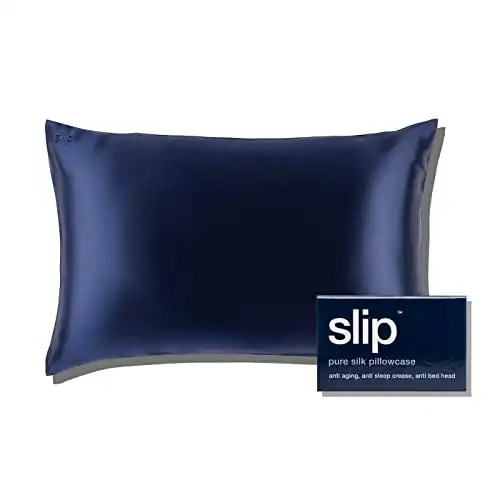 SLIP Queen Silk Pillow Cases - 100% Pure 22 Momme Mulberry Silk Pillowcase for Hair and Skin - Queen Size Standard Pillow Case - Anti-Aging, Anti-BedHead, Anti-Sleep Crease, Navy (20" x 30")