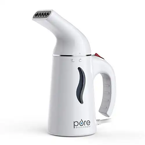 Pure Enrichment® PureSteam™ Portable Handheld Garment Steamer - Ideal for Home or Travel, Fast Heating, Removes Wrinkles on Clothes and Fabric, Auto Shut-Off Safety Feature (White)