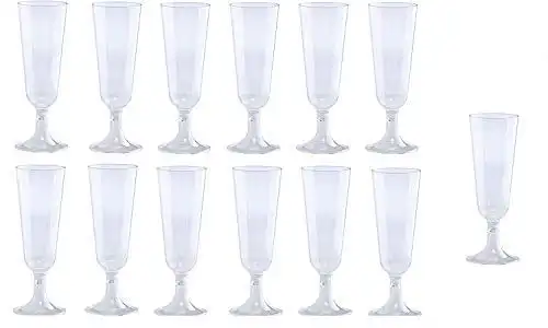 Oojami 70pc Glitter Plastic Classicware Glass Like Champagne Wedding Parties Toasting Flutes Party Cocktail Cups (Clear)