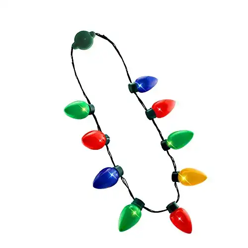 Windy City Novelties Original LED Light Up Christmas Bulb Necklace - 6 Dynamic Light Modes - Kids & Adults