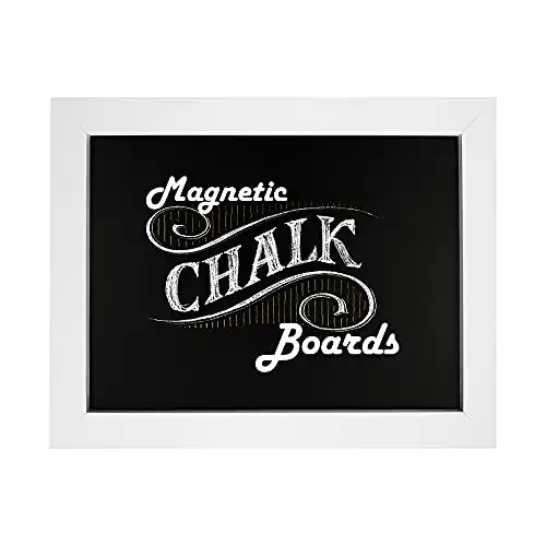 Loddie Doddie Magnetic Chalkboard - for Kitchen and Wall Decor - Easy-to-Erase Chalkboard - Framed Magnet Blackboard - Hanging Black Chalkboards (White Frame, 11x14)
