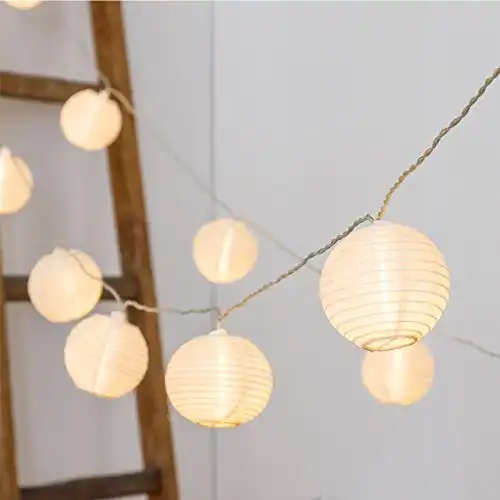 Vigdur Lantern - String Lights Waterproof Connectable Nylon Hanging Lantern String Lights Plug in White Decorative Lights for Patio Wedding Party Bedroom Indoor Outdoor Use,9.84FT
