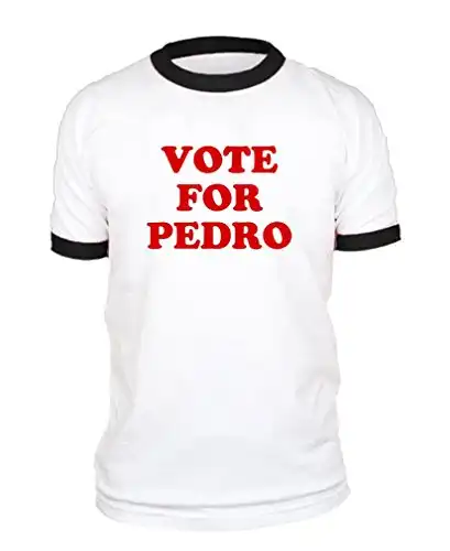 Vote for Pedro Dynamite Funny Election - Cotton Black Ringer TEE, XL